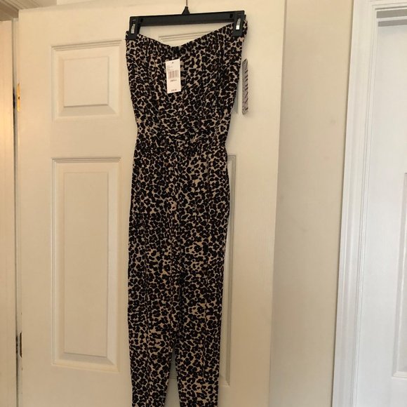 Leopard Strapless Jumpsuit - Picture 1 of 3